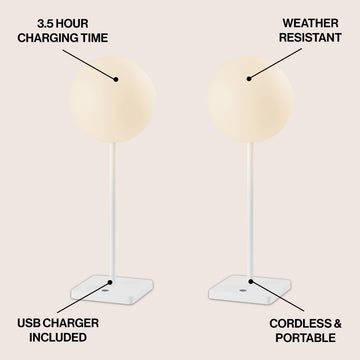 Allie 17.5" Modern Minimalist Indoor/Outdoor Metal Globe Rechargeable/Cordless Dimmable Integrated LED Table Lamp with Touch Sensor